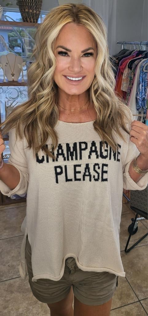 Champagne Please Light Knit Sweater Multiple Colors